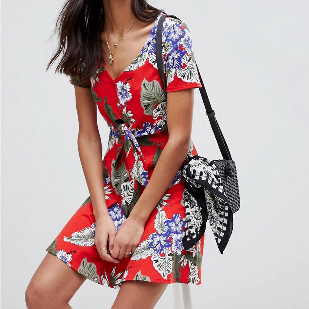 ASOS Skater Dress with Button Front and Tie Knot